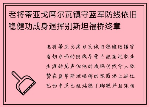 老将蒂亚戈席尔瓦镇守蓝军防线依旧稳健功成身退挥别斯坦福桥终章